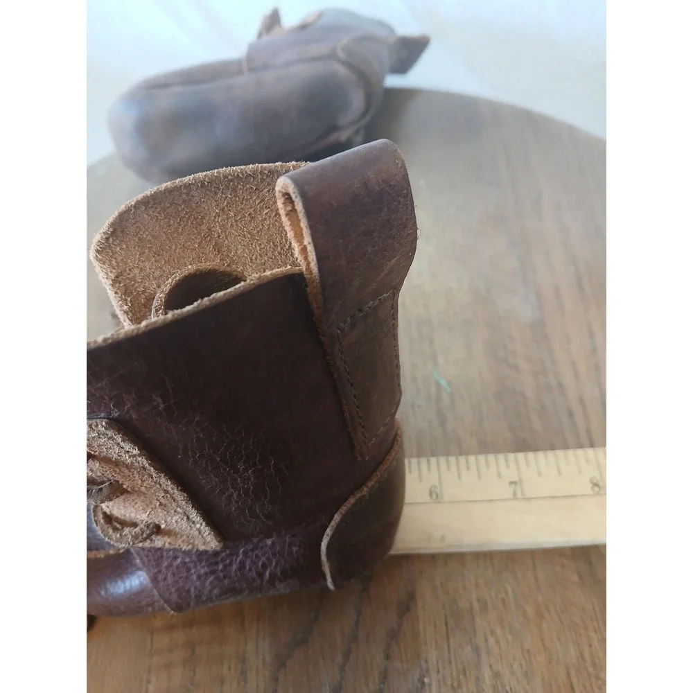 Baby 100% leather booties lagenlook Minimalist barefoot lace up boots shoes